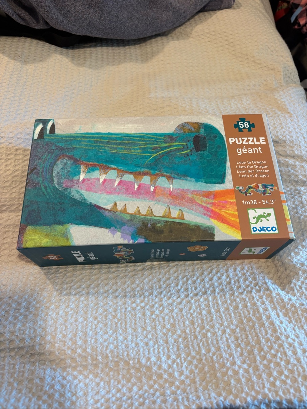 Djeco Kids Giant Puzzle – Teal Dragon Design (58 pcs)
